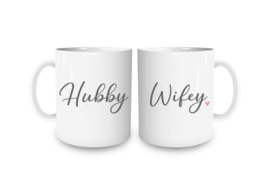 Set Mokken Hubby Wifey met Naam