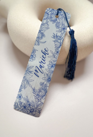 Boekenlegger Elegant Blauwe Bloemen - Customized Name