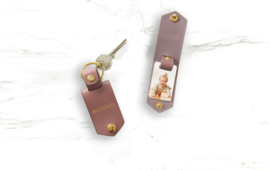 Gepersonaliseerde Sleutelhanger met Metalen Foto - Dusty Pink