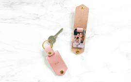Gepersonaliseerde sleutelhanger met metalen foto -  Pink