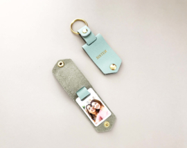 Gepersonaliseerde sleutelhanger met metalen foto - Mint Green