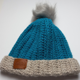 Muts blauw/wit