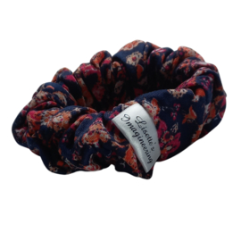 Scrunchie paars met bloemenprint