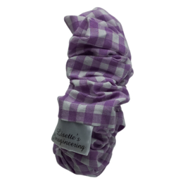Scrunchie paars geblokt