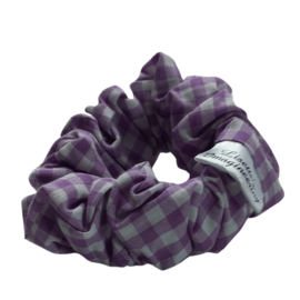 Scrunchie paars geblokt