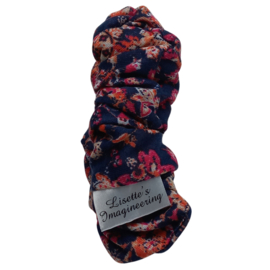 Scrunchie paars met bloemenprint