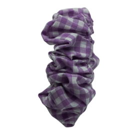 Scrunchie paars geblokt