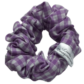 Scrunchie paars geblokt