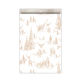 Cadeauzakje | Reindeer Forest - Naturel | 17x25 cm