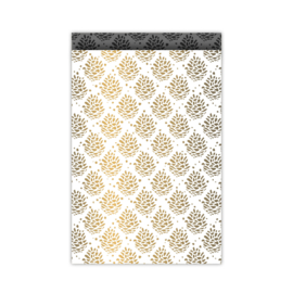 Cadeauzakje | Pinecone Pattern - Wit/goud | 12x19 cm