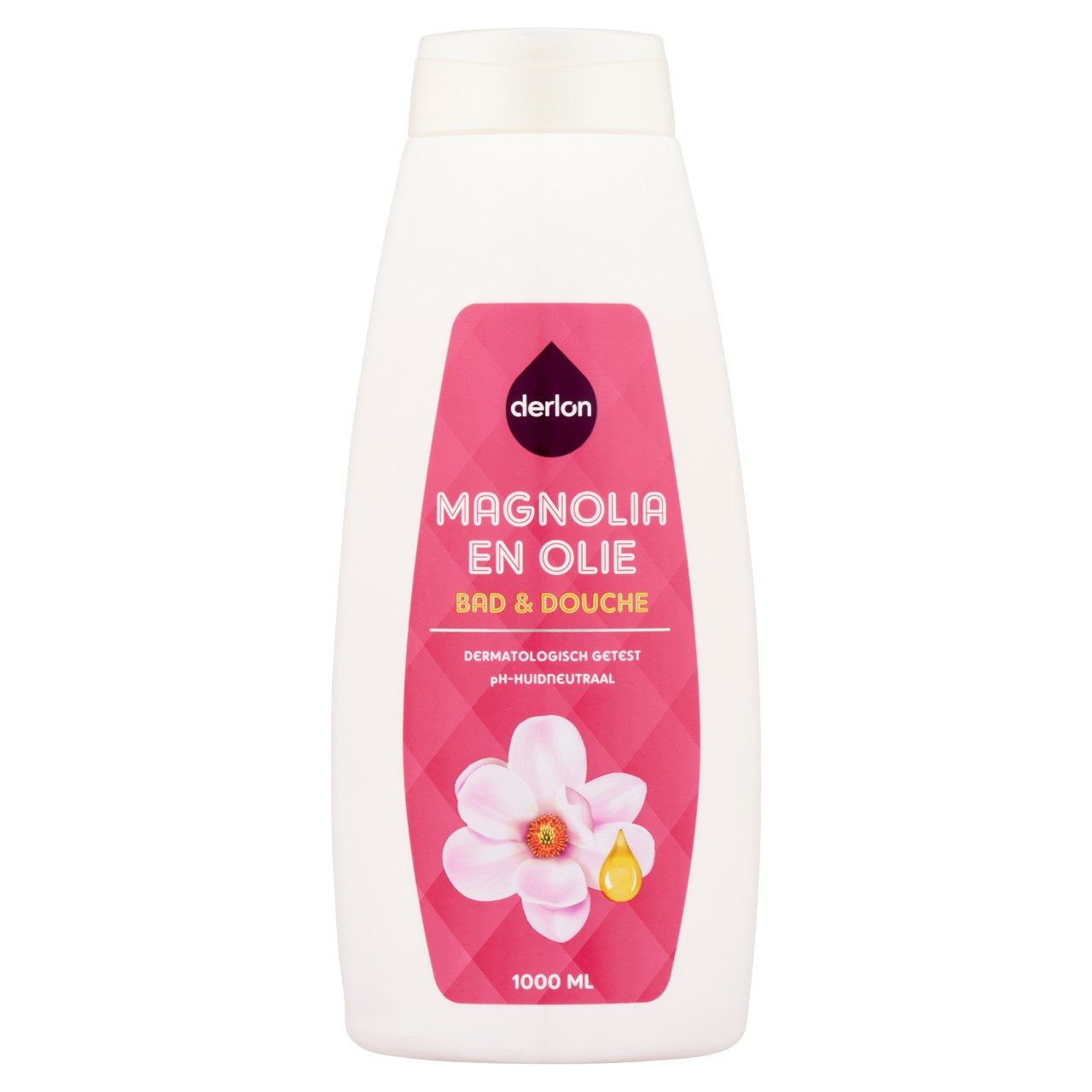 Bad en douche magnolia en olie. Fles 1 liter