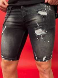 RYMN short jeans black white cracks SJNS013