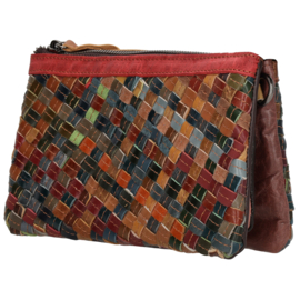 Multi colour lederen clutch/avondtasje