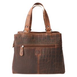 Leather Design handtas hunter croco brown