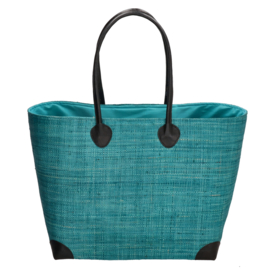 PE-Florence Hangara rieten strandtas turquoise