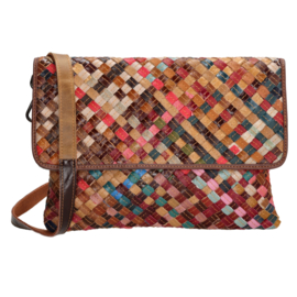 Multi colour Beagels lederen clutch/avondtasje