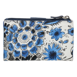 happy Wallet portemonnee bloemprint blauw