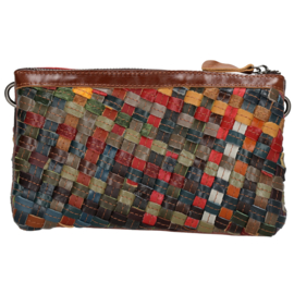 Multi colour lederen clutch/avondtasje