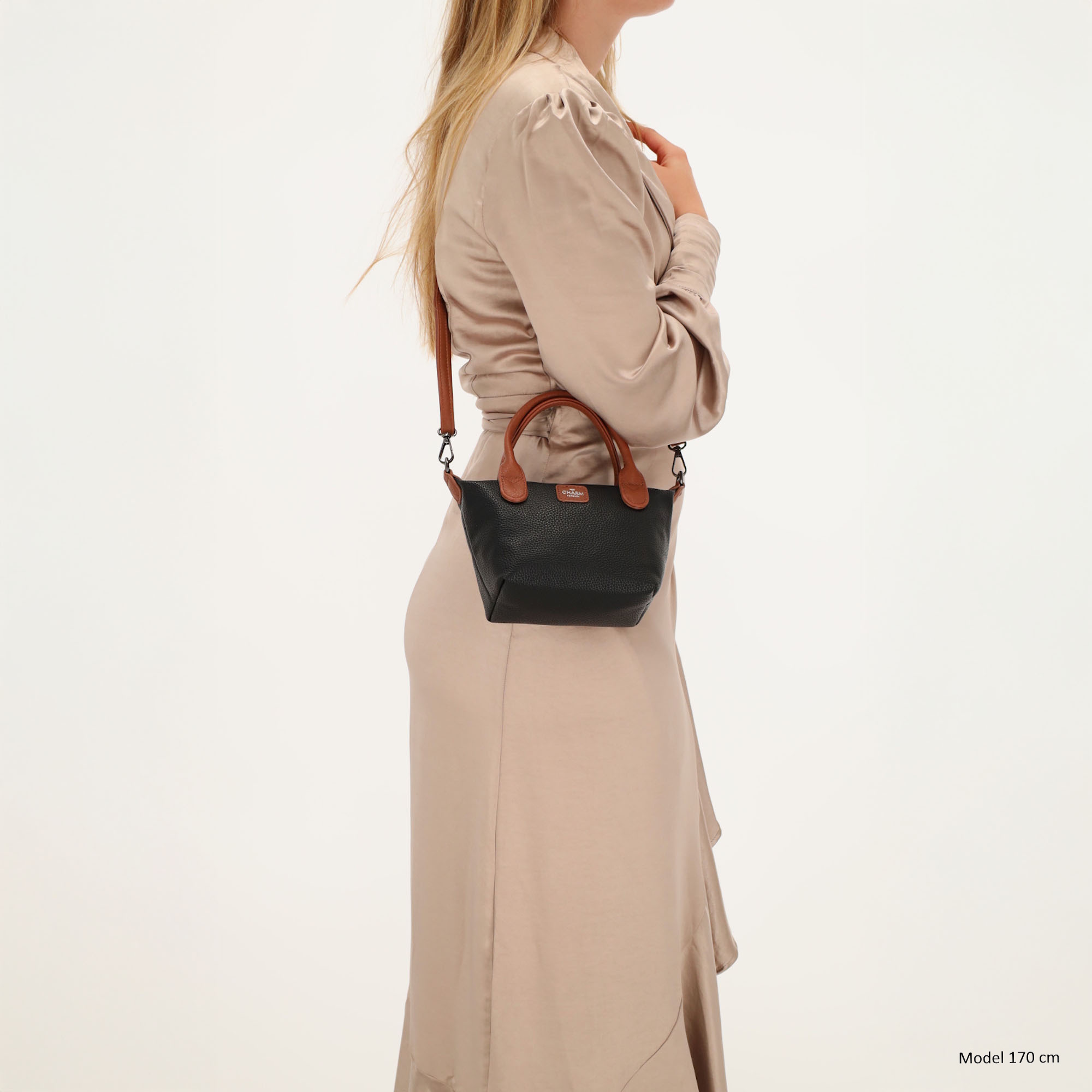 Charm London Buckingham palace handtas zwart cognac