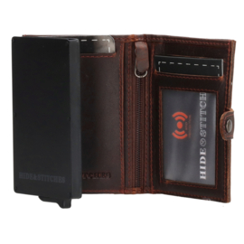 Hide & Stitches Japura safety wallet donker bruin