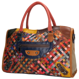 Multi colour lederen handtas