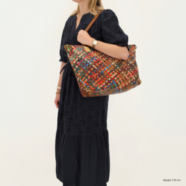 Multi colour lederen shopper