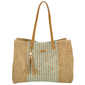 Enrico Benetti Capri rieten strandtas licht blauw