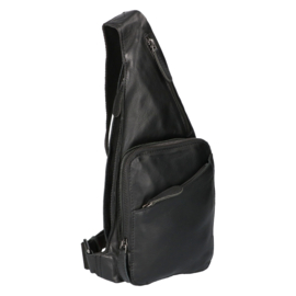 Leather Design crossbody/schouder/rugtas zwart