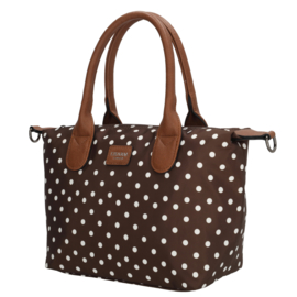 Charm London Buckingham handtas stippen  wit op donker bruin