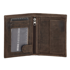 Hide & Stitches Idaho portemonnee donker bruin