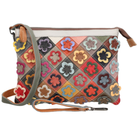Multi colour lederen clutch/avondtasje