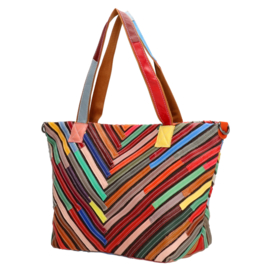 Multi colour lederen shopper Elisa