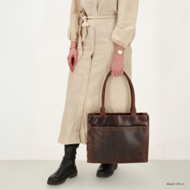 Hide & Stitches Next Navajo laptoptas donker bruin