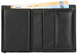 Leather Design bilfold met cardprotector zwart