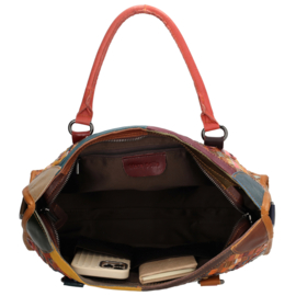 Multi colour lederen handtas
