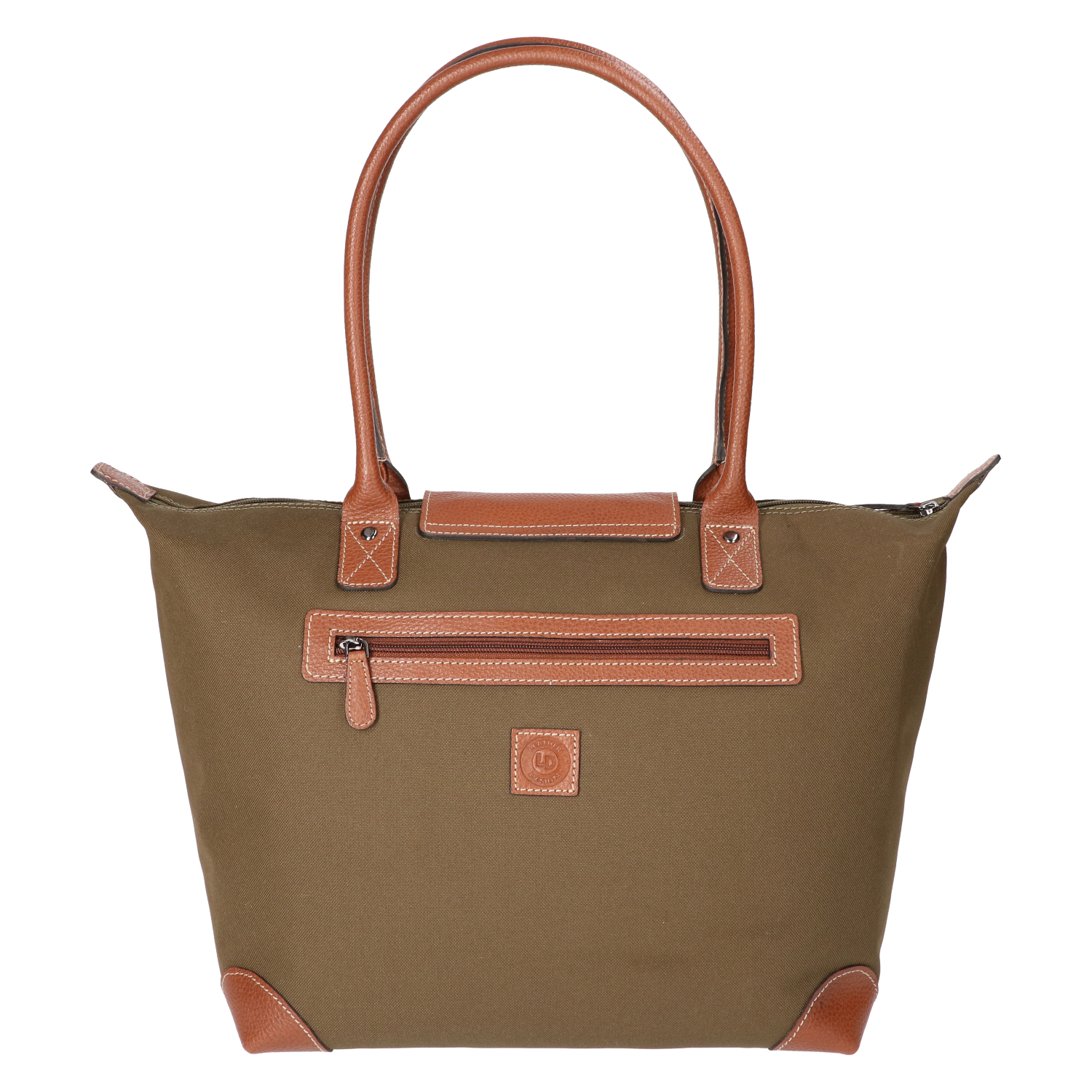 Leather Design coated canvas groen/cognac zwart