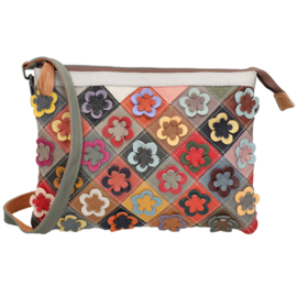 Multi colour lederen clutch/avondtasje