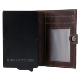 Hide & Stitches Porto safety wallet donker bruin