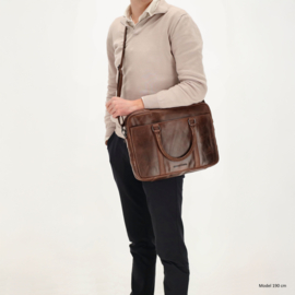 Hide & Stitches Next Navajo laptoptas donker bruin