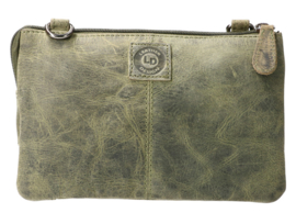 Leather Design festival bag harmonica green