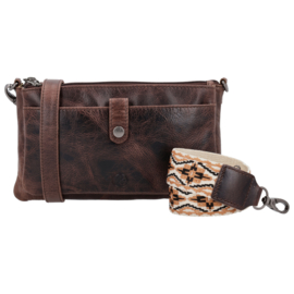 Hide & Stitches Westland schoudertas donker bruin