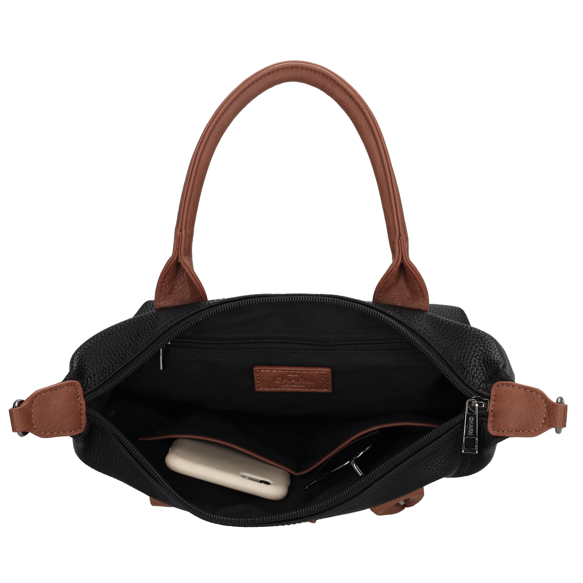 Charm London Buckingham palace handtas zwart cognac