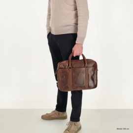 Hide & Stitches Next Navajo laptoptas donker bruin
