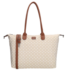 Charm London Buckingham handtas stippen wit taupe