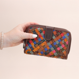 Multi colour lederen dames portemonnee