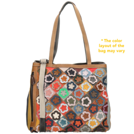 Multi colour lederen shopper