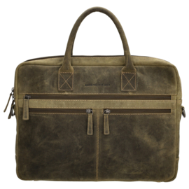 Hide & Stitches Idaho laptoptas olijf groen