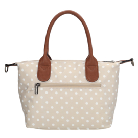 Charm London Buckingham handtas stippen  wit op taupe