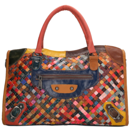 Multi colour lederen handtas