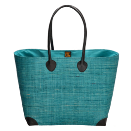 PE-Florence Hangara rieten strandtas turquoise